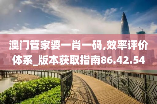澳门管家婆一肖一码,效率评价体系_版本获取指南86.42.54