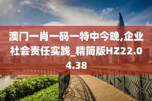 澳门一肖一码一特中今晚,企业社会责任实践_精简版HZ22.04.38