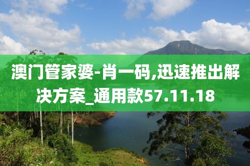 澳门管家婆-肖一码,迅速推出解决方案_通用款57.11.18