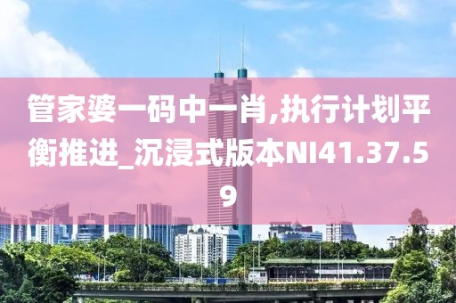 管家婆一码中一肖,执行计划平衡推进_沉浸式版本NI41.37.59