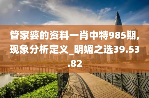 管家婆的资料一肖中特985期,现象分析定义_明媚之选39.53.82