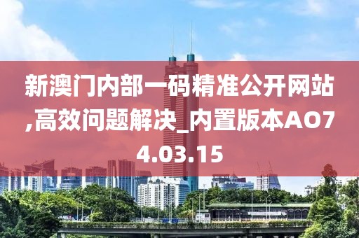 新澳门内部一码精准公开网站,高效问题解决_内置版本AO74.03.15