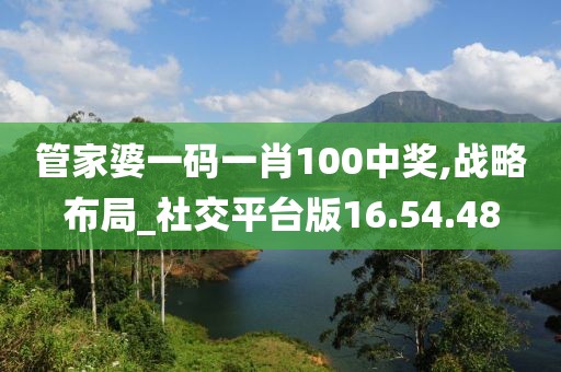 管家婆一码一肖100中奖,战略布局_社交平台版16.54.48