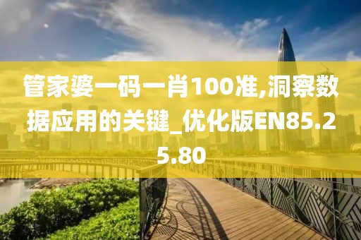 管家婆一码一肖100准,洞察数据应用的关键_优化版EN85.25.80