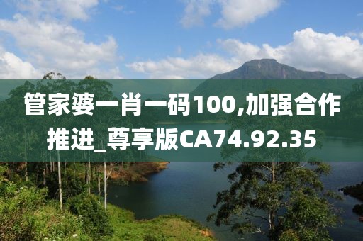 管家婆一肖一码100,加强合作推进_尊享版CA74.92.35