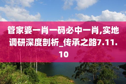 管家婆一肖一码必中一肖,实地调研深度剖析_传承之路7.11.10