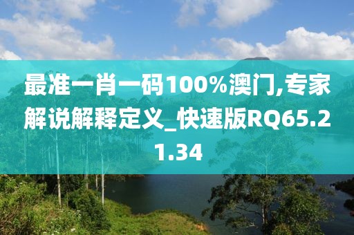 最准一肖一码100%澳门,专家解说解释定义_快速版RQ65.21.34