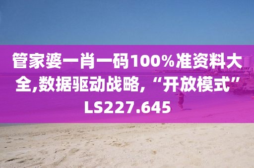 管家婆一肖一码100%准资料大全,数据驱动战略,“开放模式”LS227.645