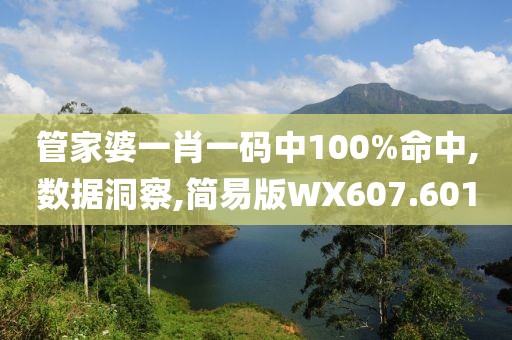 管家婆一肖一码中100%命中,数据洞察,简易版WX607.601
