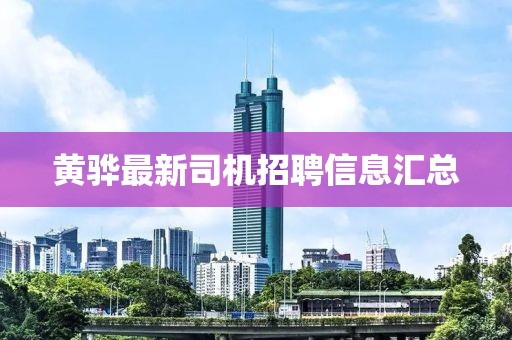 黄骅最新司机招聘信息汇总
