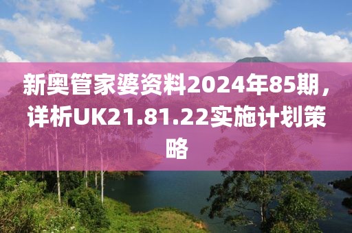 新奥管家婆资料2024年85期，详析UK21.81.22实施计划策略