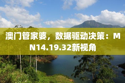 澳门管家婆，数据驱动决策：MN14.19.32新视角