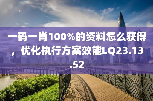 一码一肖100%的资料怎么获得，优化执行方案效能LQ23.13.52
