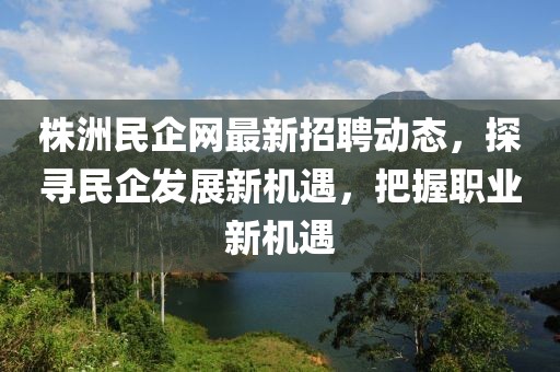 株洲民企网最新招聘动态，探寻民企发展新机遇，把握职业新机遇