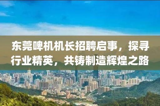 东莞啤机机长招聘启事，探寻行业精英，共铸制造辉煌之路
