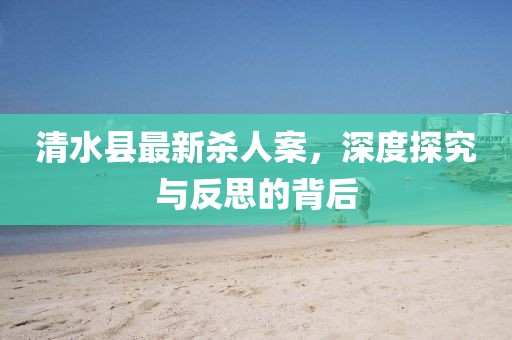 清水县最新杀人案，深度探究与反思的背后