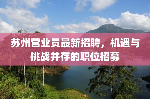 苏州营业员最新招聘，机遇与挑战并存的职位招募