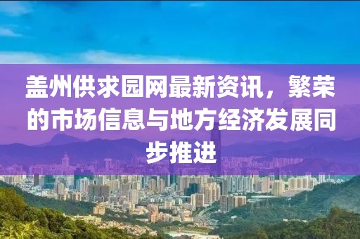 盖州供求园网最新资讯，繁荣的市场信息与地方经济发展同步推进