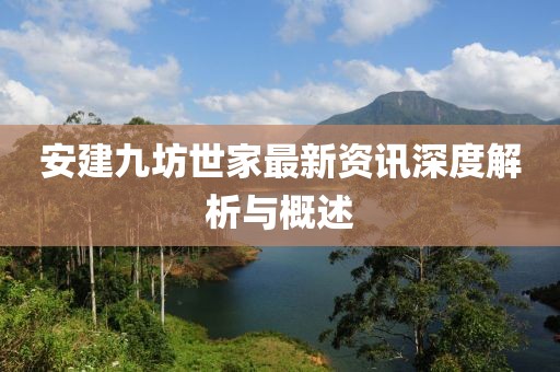 安建九坊世家最新资讯深度解析与概述