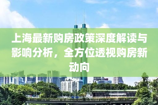 上海最新购房政策深度解读与影响分析，全方位透视购房新动向