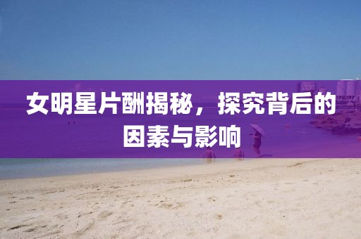 女明星片酬揭秘，探究背后的因素与影响