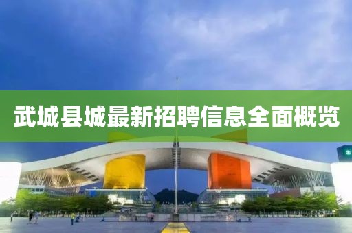 武城县城最新招聘信息全面概览