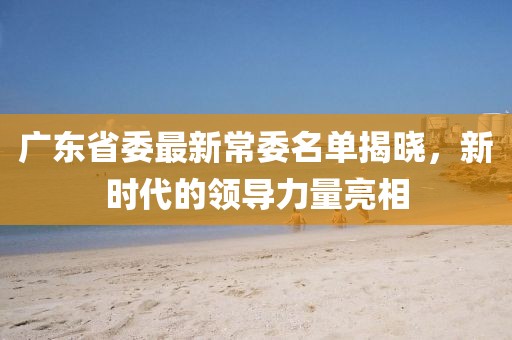 广东省委最新常委名单揭晓，新时代的领导力量亮相