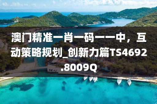 澳门精准一肖一码一一中，互动策略规划_创新力篇TS4692.8009Q