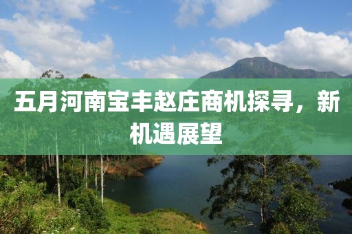 五月河南宝丰赵庄商机探寻，新机遇展望
