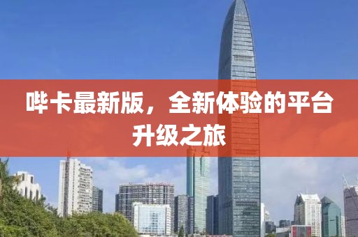 哔卡最新版，全新体验的平台升级之旅