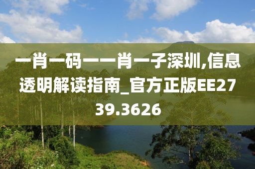 一肖一码一一肖一子深圳,信息透明解读指南_官方正版EE2739.3626