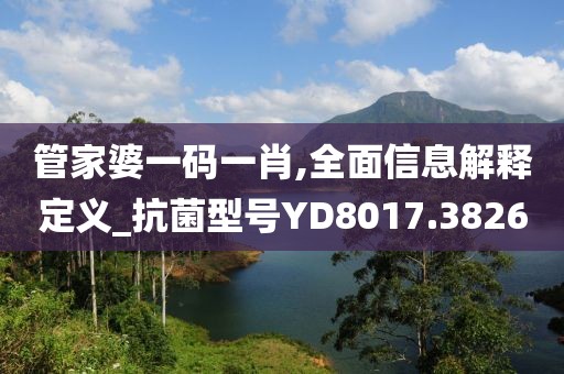 管家婆一码一肖,全面信息解释定义_抗菌型号YD8017.3826