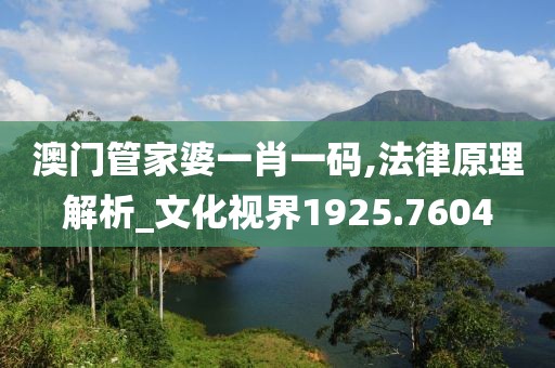 澳门管家婆一肖一码,法律原理解析_文化视界1925.7604