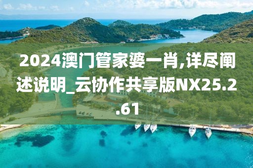2024澳门管家婆一肖,详尽阐述说明_云协作共享版NX25.2.61